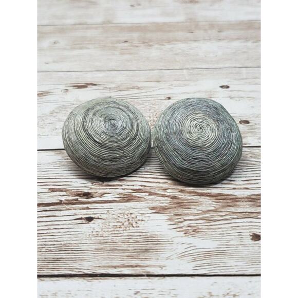 Vintage Clip On Earrings Circle Spiral Blue/Sage Green Color 1.25" - Picture 2 of 6